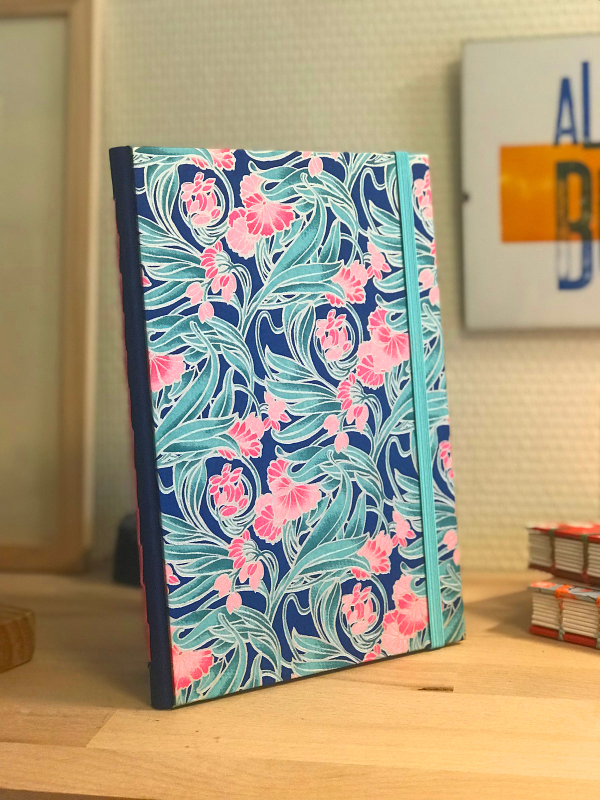 Journal fleuri turquoise