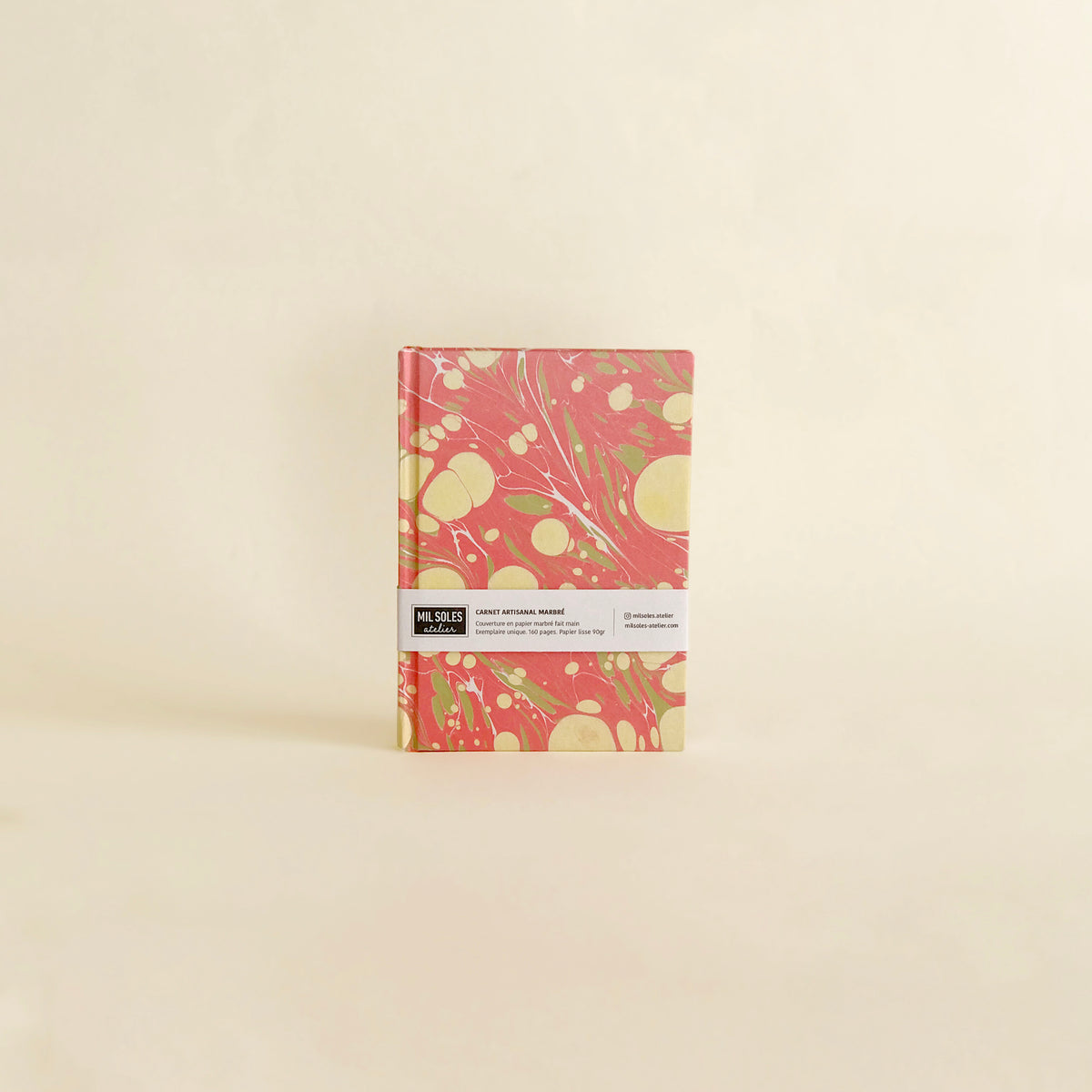 Carnet de notes marbré - rose et jaune pâle