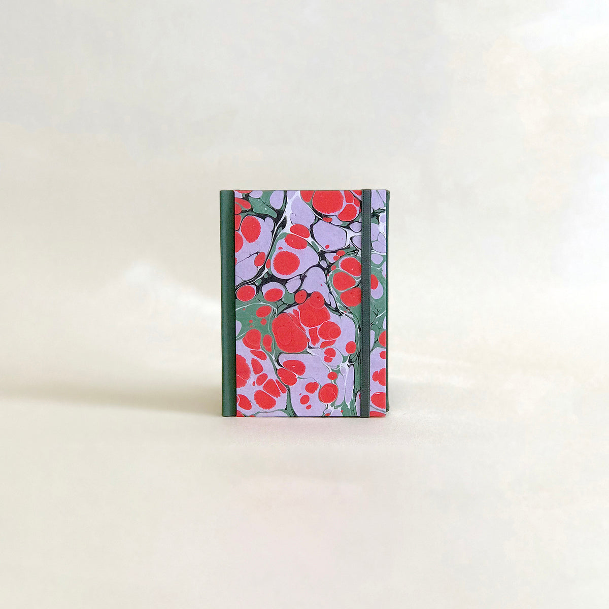 Carnet de notes marbré - vert sapin et rouge