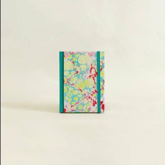 Carnet de notes marbré - jaune et turquoise