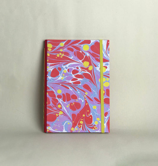 Journal marbré - Rouge, jaune et lilas